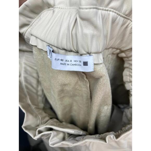 90s Zara High Waist Paper Bag Wide Leg Faux Leather Pants Womens Size 8 Oversize - Picture 12 of 12